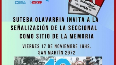 Suteba Olavarría será "Espacio de Memoria"