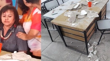 Escuelas bonaerenses: A una docente se le cayó el techo encima en una institución educativa de Florencio Varela