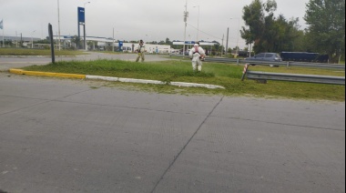 El Municipio cortó el pasto de las rotondas de la ruta 226 ante la falta de respuesta por parte de Vialidad Nacional