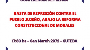 CTERA convocó esta tarde a una conferencia en repudio a la represión en Jujuy