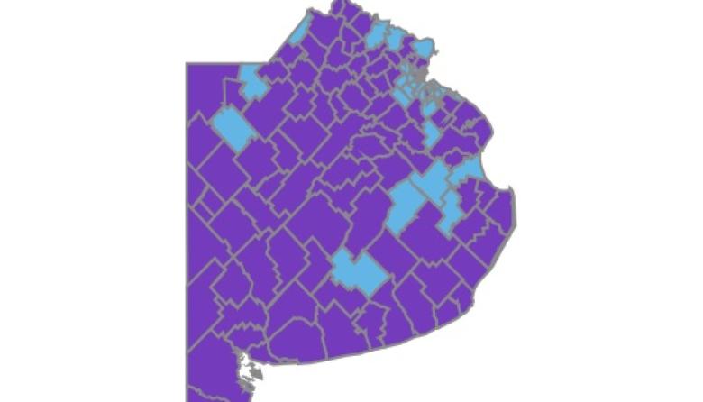 El mapa, pintado de violeta: LLA ganó en 99 de los 135 distritos bonaerenses