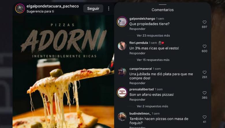 “Pizza Adorni”: el insólito lanzamiento de una pizzería que se volvió furor en redes