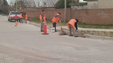 Trabajos viales y de mantenimiento en barrio AOMA por parte del Programa Nosotras