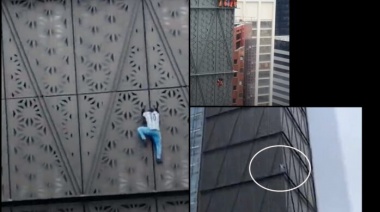 Un youtuber polaco escaló hasta el piso 15 de un edificio en Puerto Madero