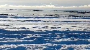 Se congeló el mar en Tierra del Fuego
