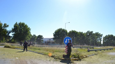 El Municipio realiza el corte de pasto en rotondas de Ruta Nacional Nº 226