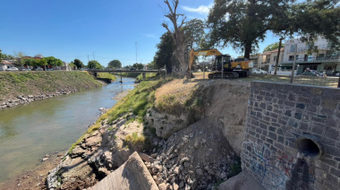 Trabajan en fortalecimiento y contención de la ladera del arroyo Tapalqué