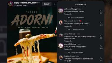 “Pizza Adorni”: el insólito lanzamiento de una pizzería que se volvió furor en redes