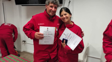 La bombera olavarriense María Bevacqua regresó al país tras la misión humanitaria en Venezuela