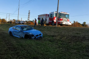 Ruta 8: quiso probar su BMW 0 KM, perdió el control y chocó contra una alcantarilla